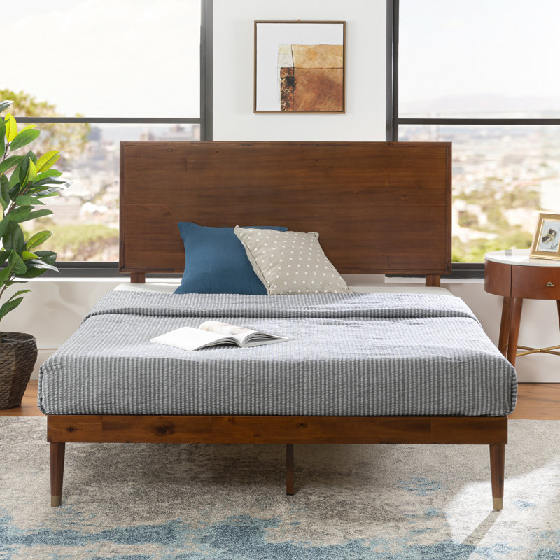 George Oliver Buhr Contemporary Modern Wood Platform Bed with Adjustable Headboard Reviews Wayfair